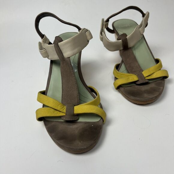 Camper Leather Wooden Heels Size 39 Hook And Loop Fastener - Picture 3 of 8